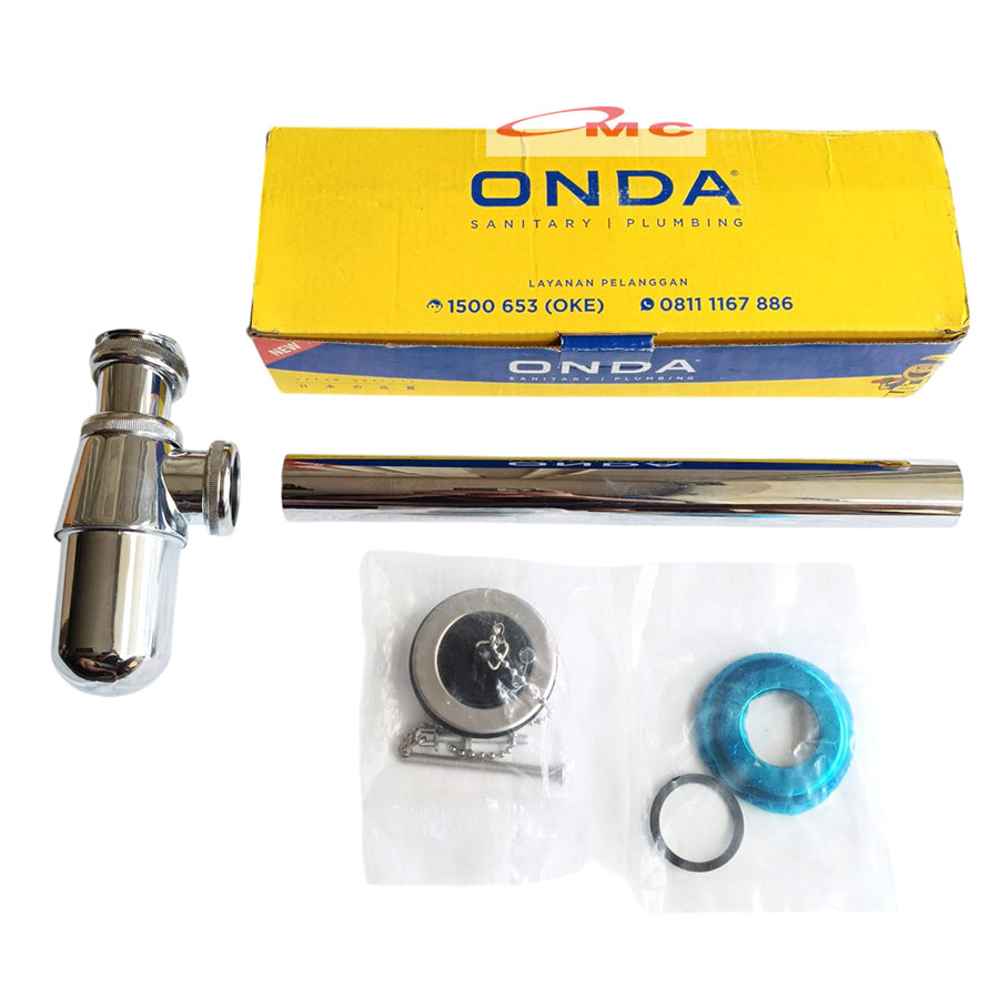 Sifon Botol Wastafel Stainless ONDA PT-TUL 1/2" Chrome Sivon Sipon Siphon Sifon Wastafel Bottle Bak Cuci Tangan Afur Avur Air Stainles Stenlis Steel Pipa P trap Selang Saluran Pembuangan Air Wastafel