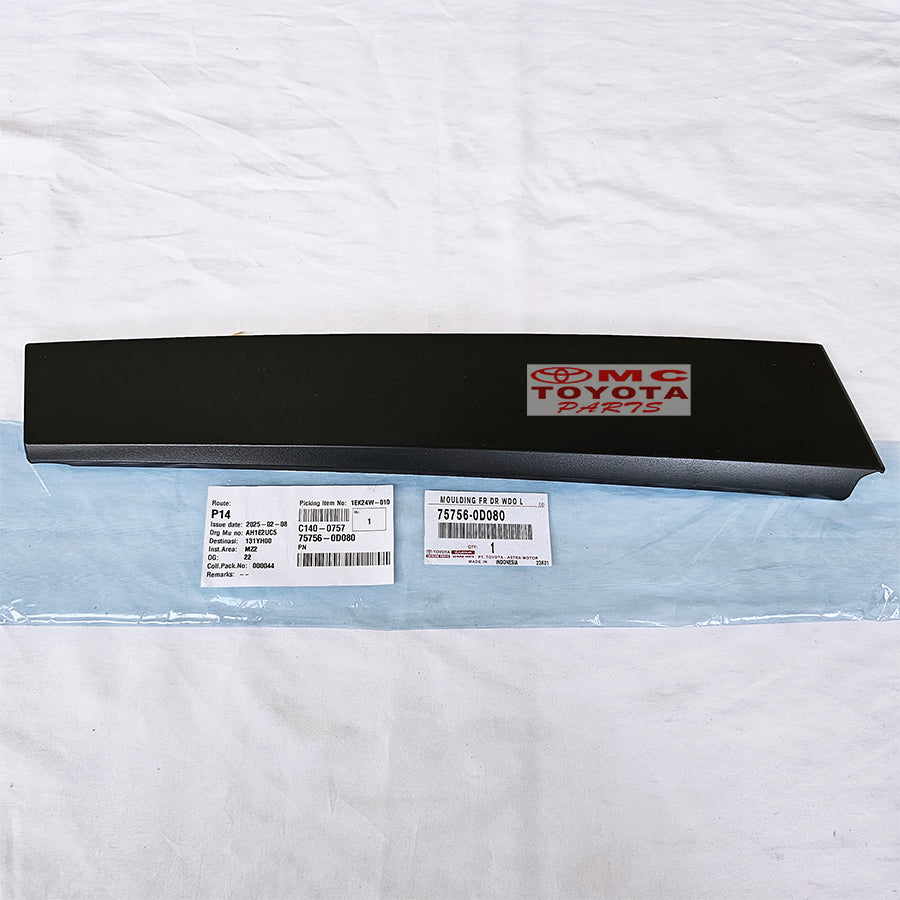 Moulding Cover Rangka Bingkai Kaca Belakang Pintu Depan Kanan Kiri Toyota Sienta 2016-2022 Original 75755-0D080 75756-0D080