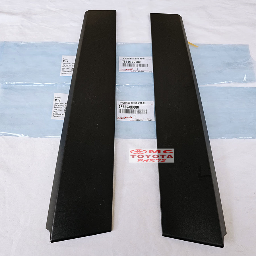 Moulding Cover Rangka Bingkai Kaca Belakang Pintu Depan Kanan Kiri Toyota Sienta 2016-2022 Original 75755-0D080 75756-0D080
