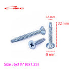Sekrup GRC SDS #6x1.25'' Sekrup SDS FH (+) Greet Putih Skrup 3cm #6x1Ã‚Â¼" / #6x1,25'' Kalsiboard Calci Board Kalsi GRC Self Drilling Screw SDS 6x1.25 / 6x1,25 / 6x1Ã‚Â¼" Baut Paku Papan Grc Roofing Rofing Rufing Ruping Sekrup Baja Ringan Calci Screw