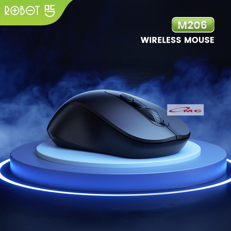 Mouse Wireless Robot M206 / M207 2.4GHz Optical 1600DPI Black Kursor Akurat Untuk PC Laptop Original Silent Mouse Wireles Mause Mos Mous Maos Hitam