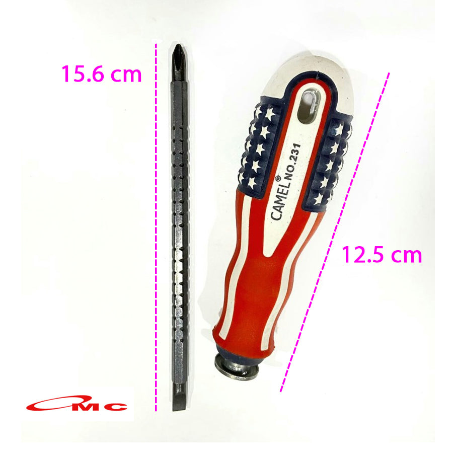 Obeng Bolak Balik Fleksibel USA CAMEL -+ 6 Inch Obeng BB USA Min Plus 6" Obeng Bolak Balik Flexible Plus Minus Amerika 2 Way 2Way Obeng Track Trek