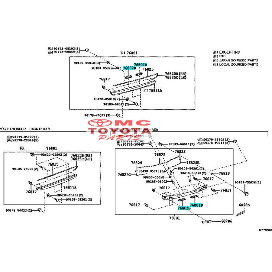 Tutup Cover Lampu Plat Nomor Belakang Kanan Kiri Innova 2004-2015 Original Toyota 76813-0K010 / 76814-0K010 Cover Lampu Plat Nomor Innova Sebelum Reborn Ori Harga Satuan 1 Pcs
