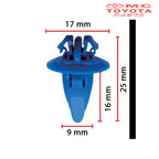 Klip Kancing Over Fender Fortuner Hilux Alphard Biru Original Toyota 90904-67036 Klip Over Fender Kancing Klip Bodykit Body Kit Clip Kancing Fender Moulding Molding