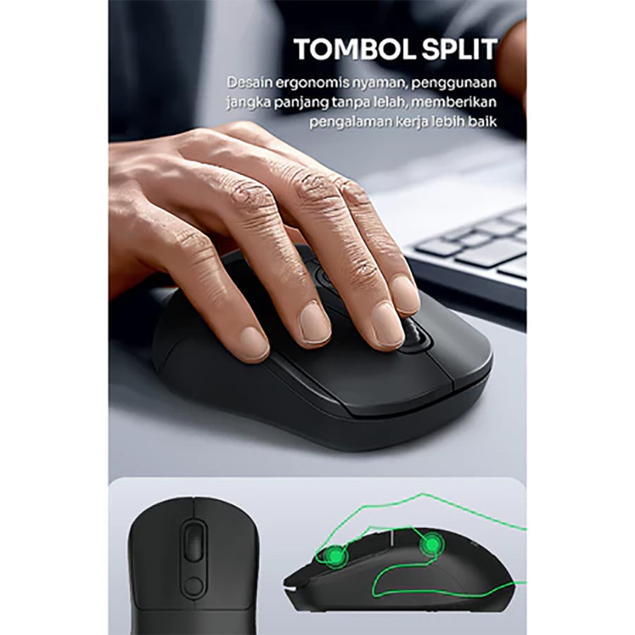 Mouse Wireless Robot M206 / M207 2.4GHz Optical 1600DPI Black Kursor Akurat Untuk PC Laptop Original Silent Mouse Wireles Mause Mos Mous Maos Hitam