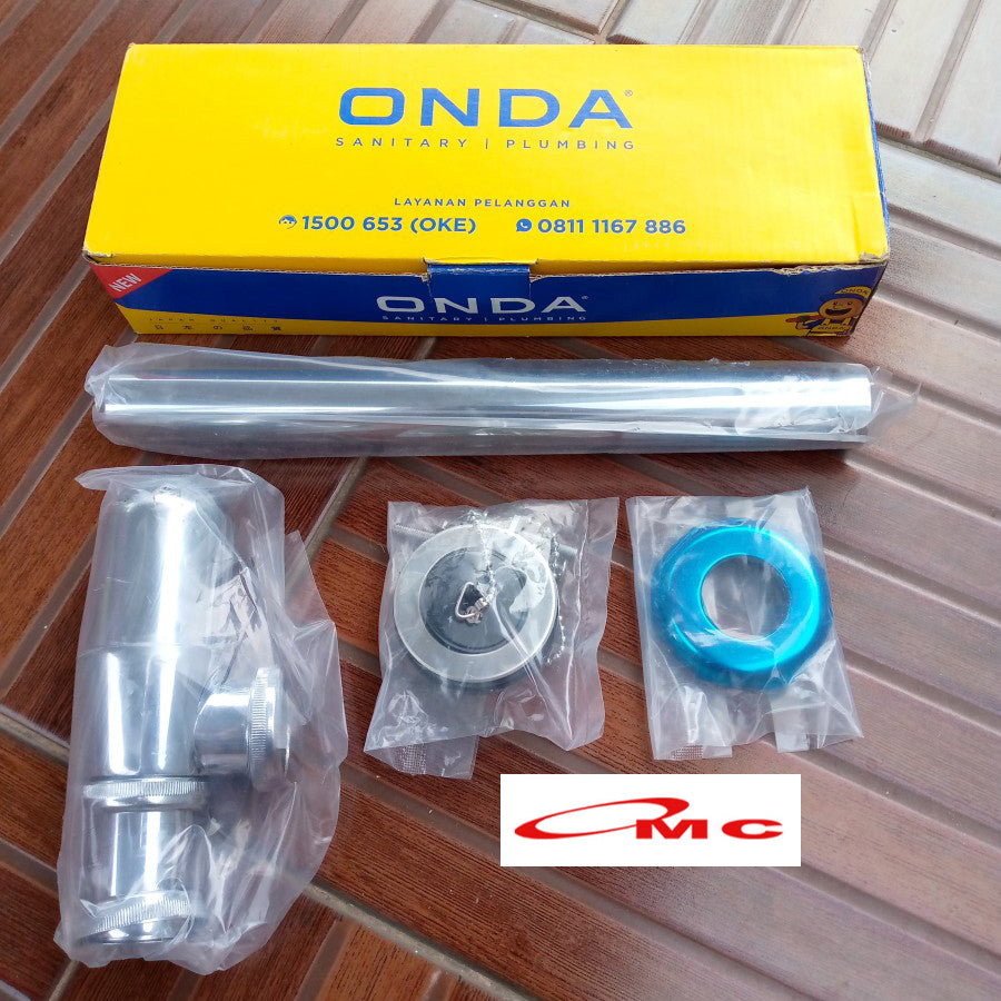 Sifon Botol Wastafel Stainless ONDA PT-TUL 1/2" Chrome Sivon Sipon Siphon Sifon Wastafel Bottle Bak Cuci Tangan Afur Avur Air Stainles Stenlis Steel Pipa P trap Selang Saluran Pembuangan Air Wastafel