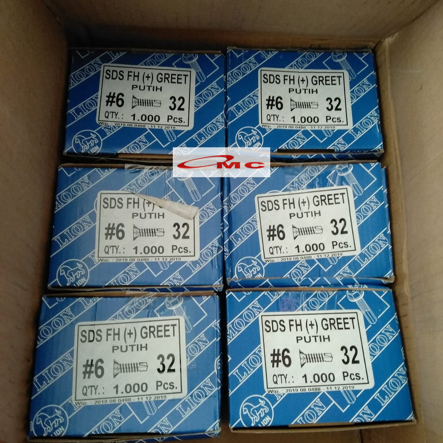 Sekrup GRC SDS #6x1.25'' Sekrup SDS FH (+) Greet Putih Skrup 3cm #6x1Ã‚Â¼" / #6x1,25'' Kalsiboard Calci Board Kalsi GRC Self Drilling Screw SDS 6x1.25 / 6x1,25 / 6x1Ã‚Â¼" Baut Paku Papan Grc Roofing Rofing Rufing Ruping Sekrup Baja Ringan Calci Screw
