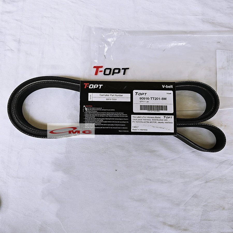 Tali Kipas Fan Belt Van Belt V Belt Fanbelt Kijang Innova Fortuner Hilux Bensin AC 7PK2300 Orisinil T-OPT 90916-TT201-8M