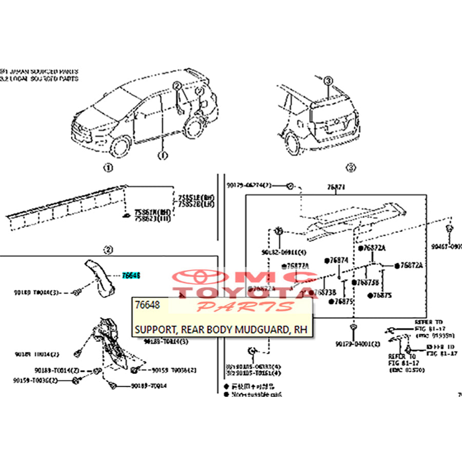 Liner Inner Support Mudguard Spakbor Fender Pelindung Lumpur Belakang Body Kanan Kiri Kijang Innova Venturer Reborn Original Toyota 76648-0K130 76647-0K130