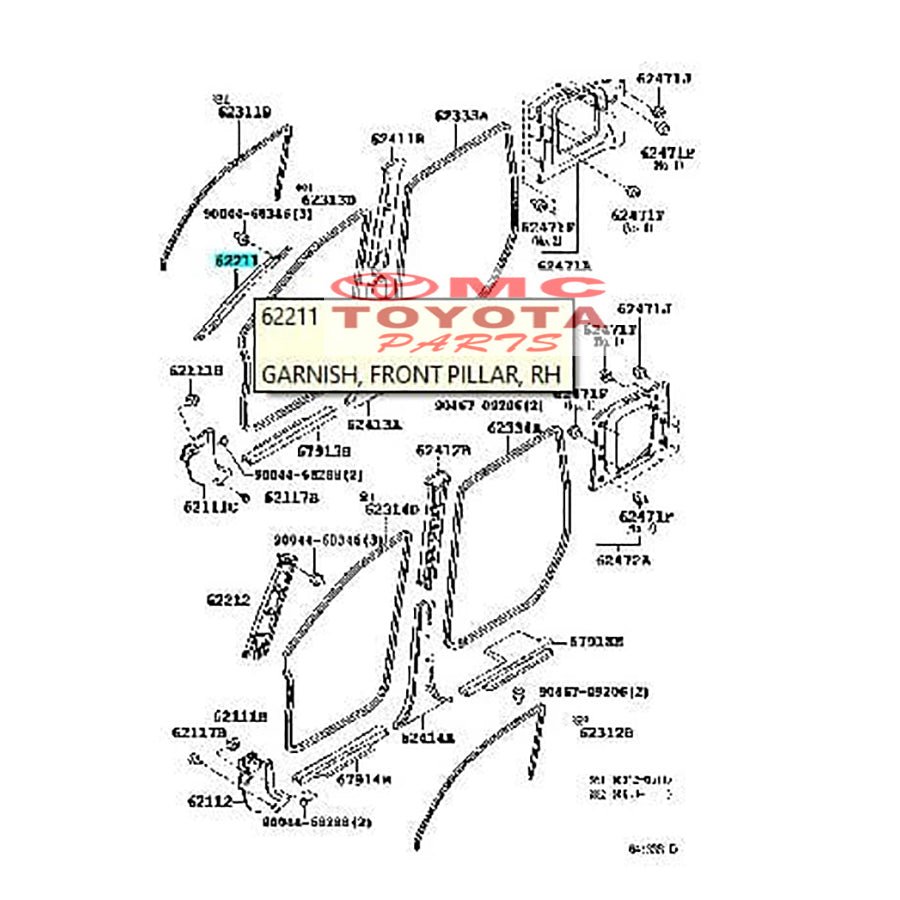 Garnish Pillar Cover Tiang Pilar Kaca Depan Kanan Kiri Avanza Xenia Old 2006-2011 Lama Original Toyota  62211-BZ010-A0 62212-BZ010-A0