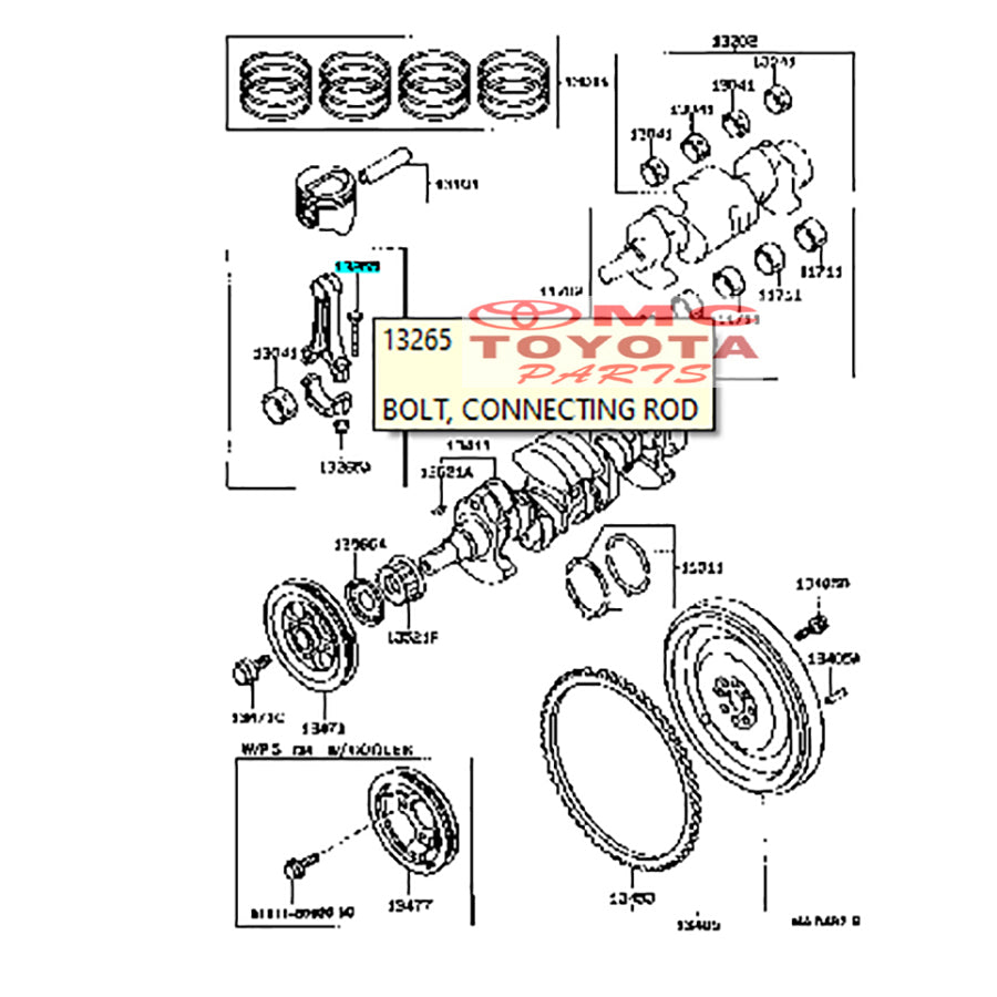 Baut Konektor Penghubung Ayunan Stang Piston Crankshaft Toyota Corolla Tercel Paseo Starlet Kapsul Kotak EP80 EP70 13265-10022
