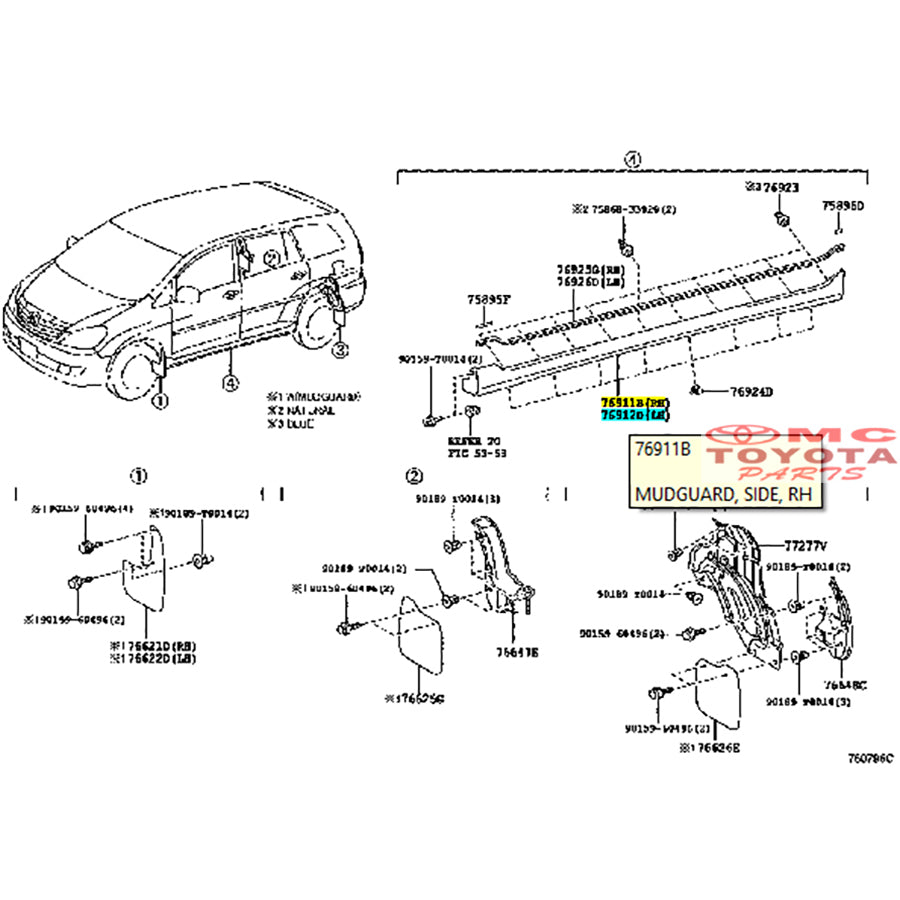 Moulding Cover Rock Panel Cover Side Skrit Bodykit Trisplang Spakbor Pelindung Lumpur Samping Sisi Bawah Pintu Kanan Kiri Kijang Innova V 2011-2016 Original Toyota 76912-0K902