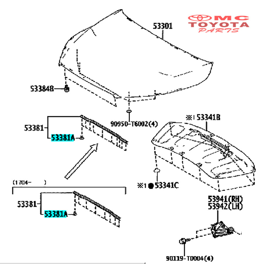 Klip Karet Kap Mesin Innova Reborn Fortuner Hilux Corolla Altis Camry Etios Original Toyota 90467-T0013 Clip Clamp Klip Kancing Penahan Karet Kap Mesin