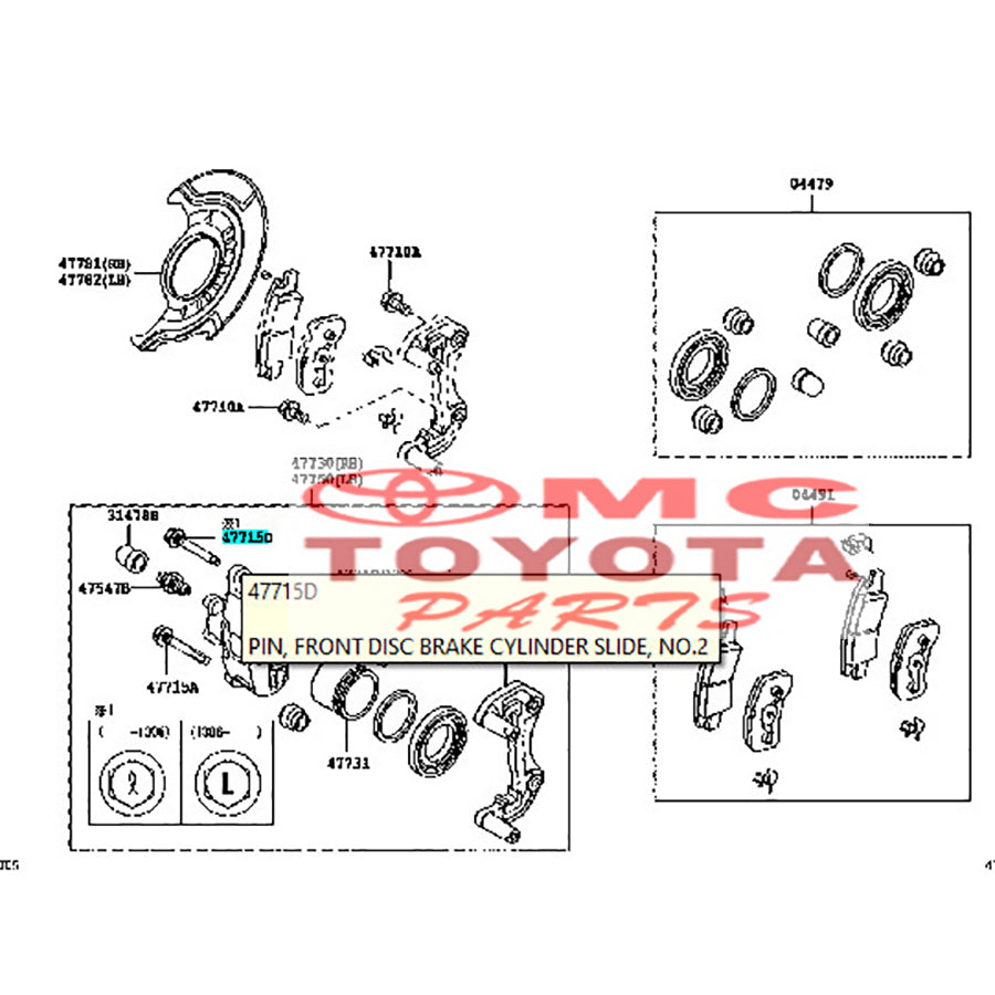 Baut Pin Caliper Bagian Atas Agya Ayla Original Toyota 47714-BZ030 Baut Pen Caliper Kaliper Pin Silinder Cylinder Slide Cakram Rem Depan Front Disc Brake