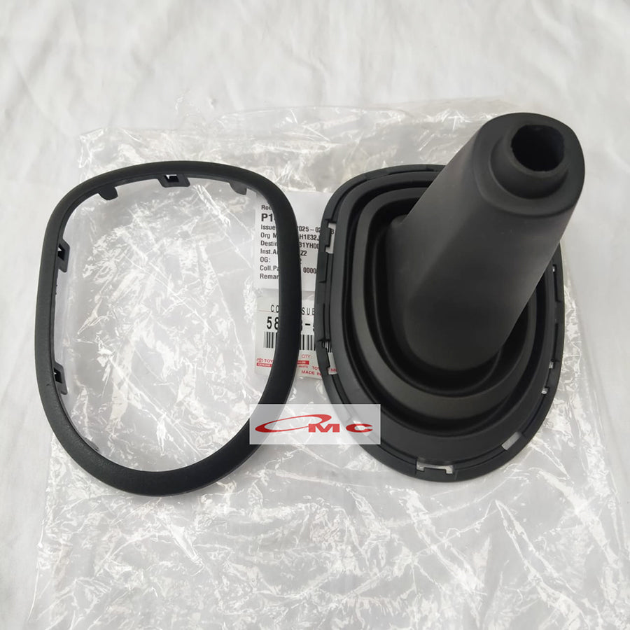 Karet Booth Cover Tongkat Persneling + Bazel Frame Panel Toyota Yaris Bakpao 2006-2013 Orisinil 58808-52060-B1 Bezel + Karet Booth Persneling