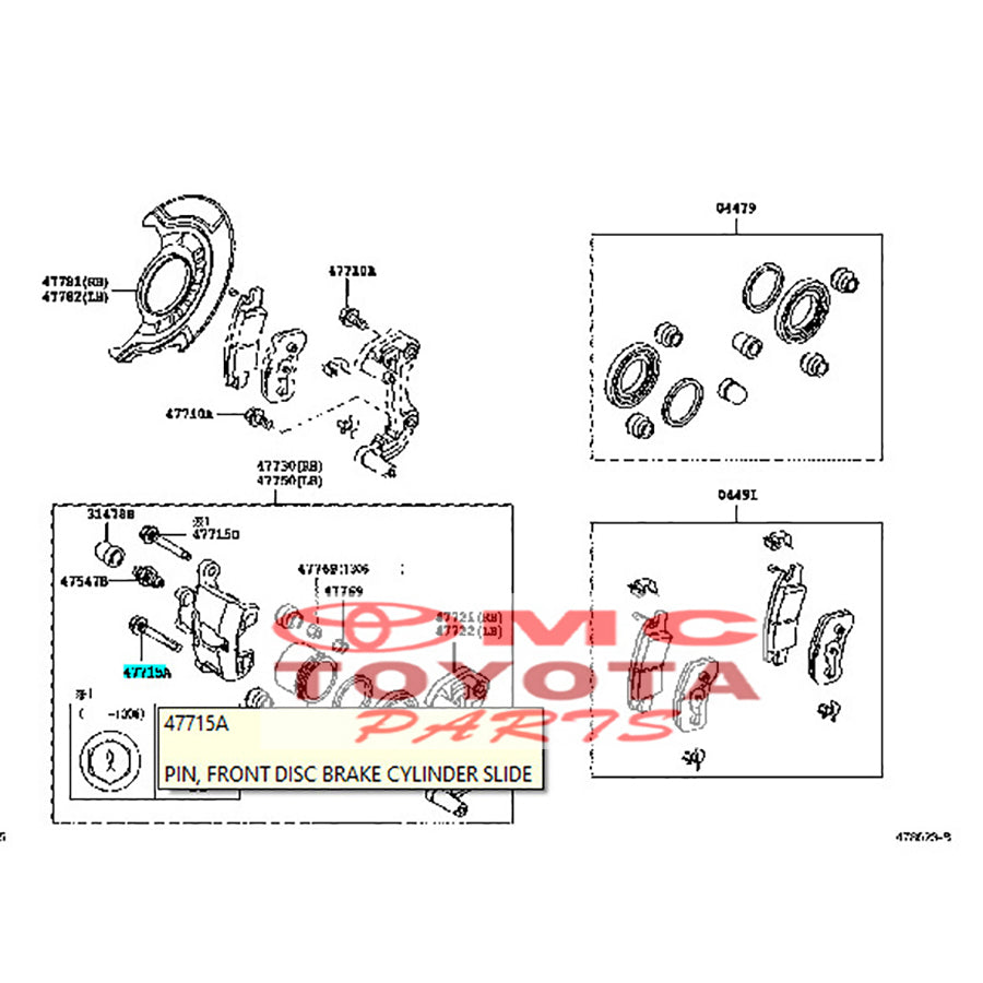 Baut Pin Caliper Bagian Bawah Agya Ayla Original Toyota 47715-97201 Baut Pen Caliper Kaliper Pin Silinder Cylinder Slide Cakram Rem Depan Front Disc Brake