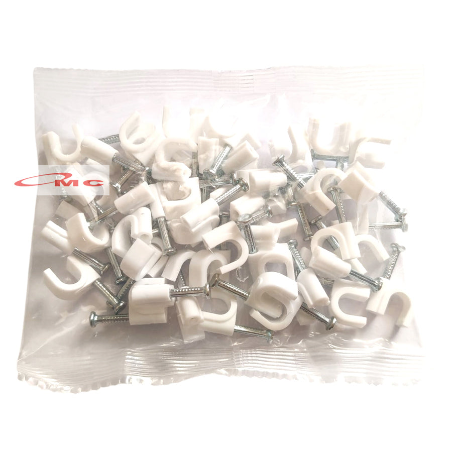 Kleman Klem Clip Klip Kabel Putih Paku Beton 7 9 MM Eclat Klem Kabel Plastik Cable Clips 7mm 9mm Alat Penjepit Penahan Kabel Listrik Data Telpon
