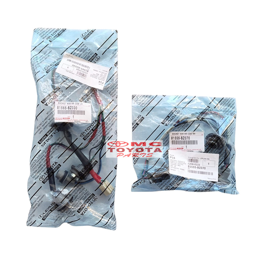 Kabel Socket Lampu Stop Belakang Kanan Kiri Agya Ayla Original Toyota 81555-BZ070 / 81565-BZ030 Kabel Socket Stop Lamp Soket Stoplamp Belakang Agya Ayla 1000cc 1.0 Ori Socket Kabel Lampu Stop Belakang