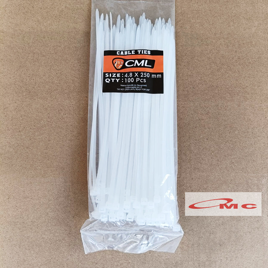 Kabel Tis Tebal CAMEL Nylon 4,8x250mm Insulock Insulok Cable Tis Ikat Multifungsi 10 pcs Putih Hitam Kabel Ties Zip Ties Cable Tie Wrap 4.8 x 250 mm Alat Pengikat