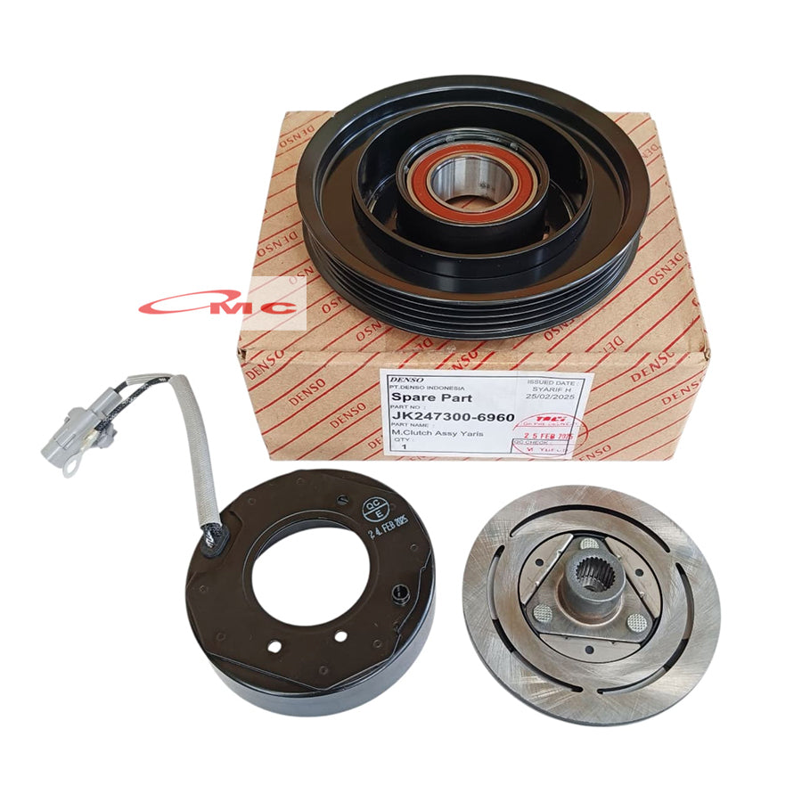 Magnet Clutch AC Yaris New Vios Original Denso JK247300-6960 / 247300-6960 Magnetic Magnit Maknet Clutch Klat AC Toyota Yaris Bakpao Vios Gen 2 Gen2 Puli Pully Pulley Kompresor Compressor AC Mobil Ori
