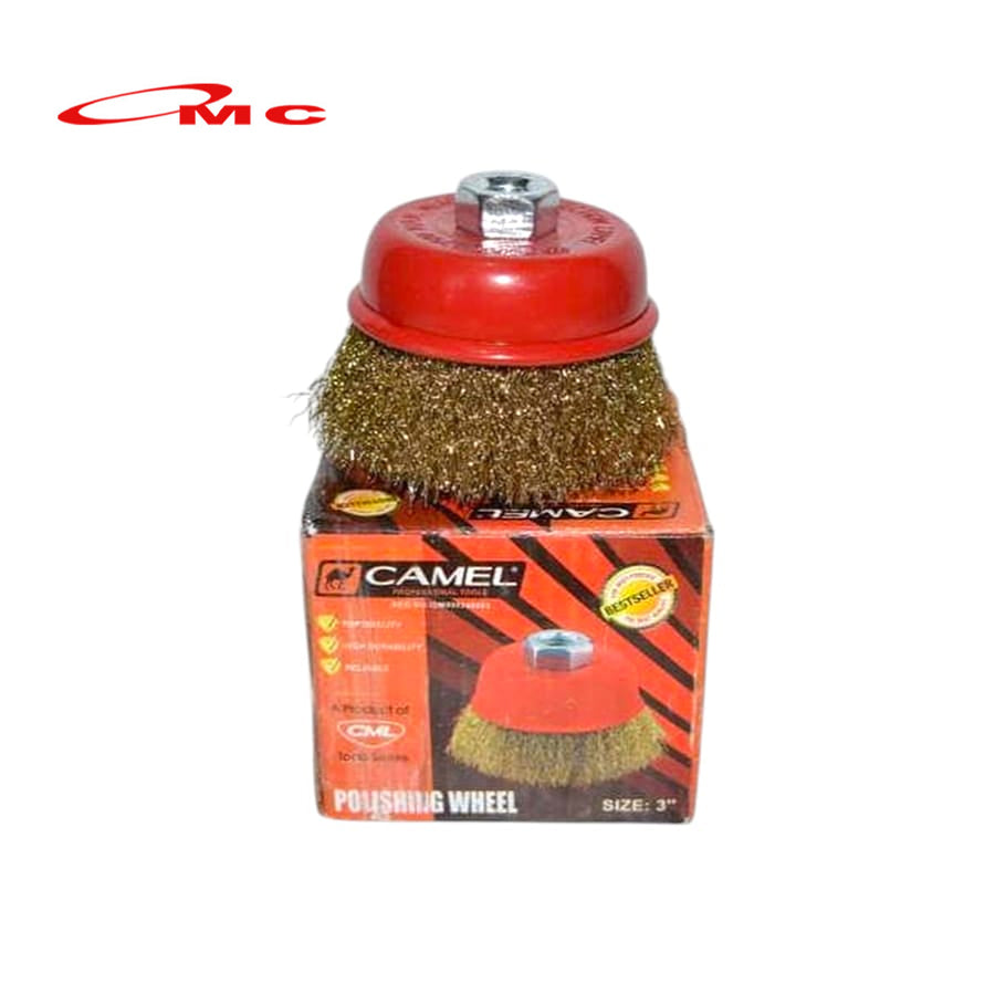 CAMEL Sikat Kawat Mangkok 3 Inch Cup Brush Polishing Sikat Mangkok Kawat Kuning 3" Cap Wire Brush Sikat Kawat Kuningan Gerinda Tangan Gurinda Karat Kerak