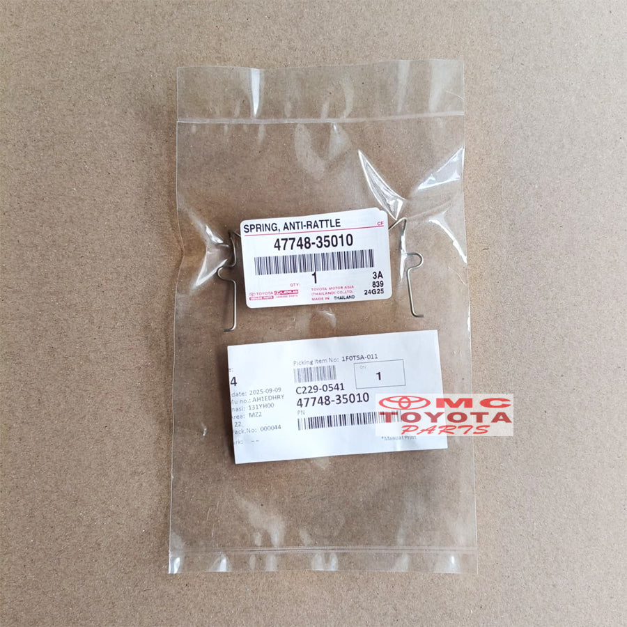Fitting Kawat Cakram Fortuner Hilux Land Cruiser Prado Original Toyota 47748-35010 Fiting Spring Kawat Kaliper Cakram Kampas Rem Depan Front Disc Brake Ori