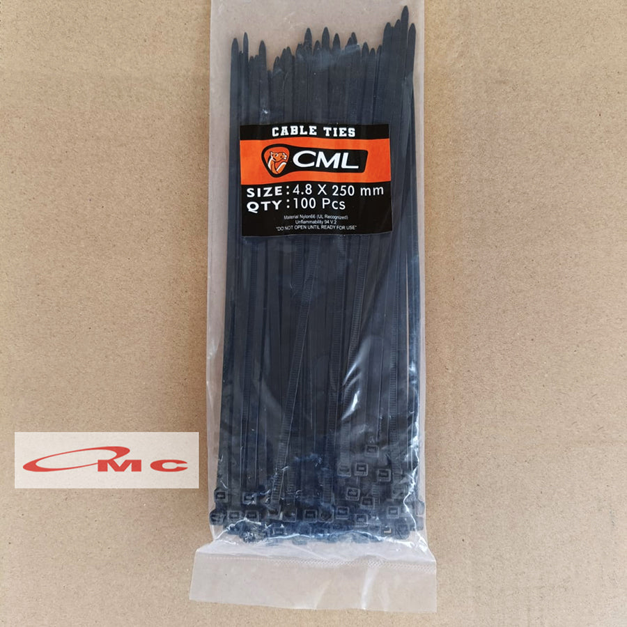 Kabel Tis Tebal CAMEL Nylon 4,8x250mm Insulock Insulok Cable Tis Ikat Multifungsi 10 pcs Putih Hitam Kabel Ties Zip Ties Cable Tie Wrap 4.8 x 250 mm Alat Pengikat