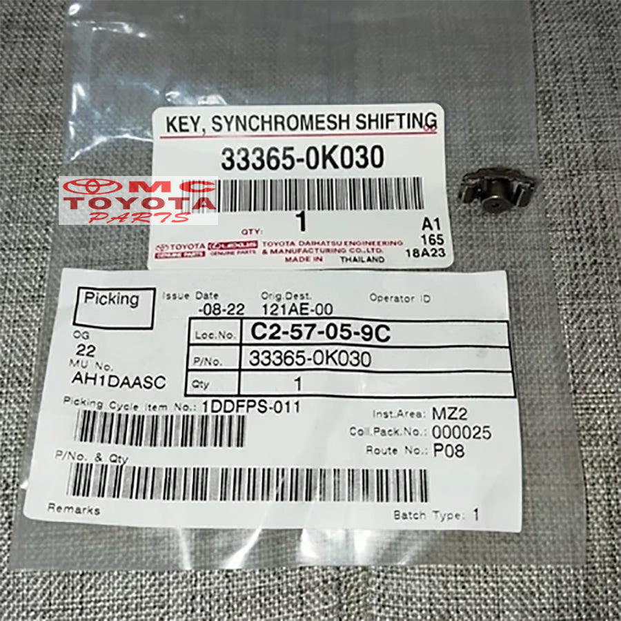 Key Kuku Syncromis Transmisi Hilux Revo Innova Reborn Fortuner VRZ Yaris Vios Etios Hiace Original Toyota 33365-0K030 Key Singcromis Gigi 3 4 2GD 1GD Key Shifting Syncromesh Singkromis Sinkromis Sincromis Synchromis Transmisi