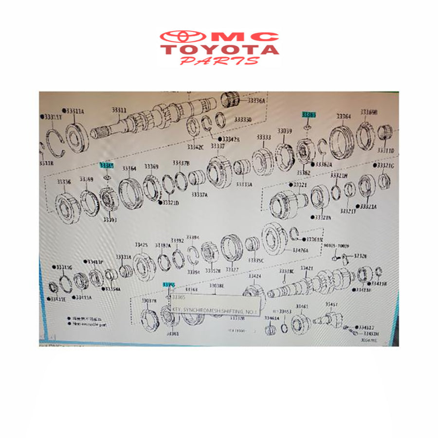 Key Kuku Syncromis Transmisi Hilux Revo Innova Reborn Fortuner VRZ Yaris Vios Etios Hiace Original Toyota 33365-0K030 Key Singcromis Gigi 3 4 2GD 1GD Key Shifting Syncromesh Singkromis Sinkromis Sincromis Synchromis Transmisi