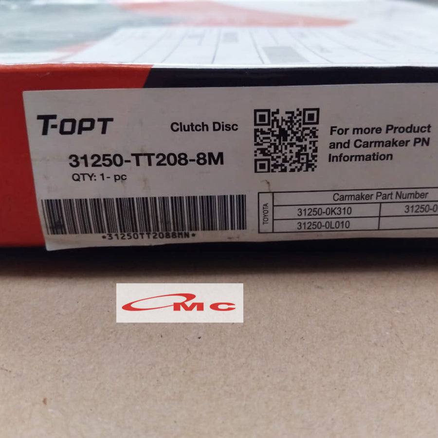 Plat Kampas Kopling Clutch Disc Fortuner  Hilux Hilux Rangga Innova Original T-OPT 31250-TT208-8M Genuine Parts