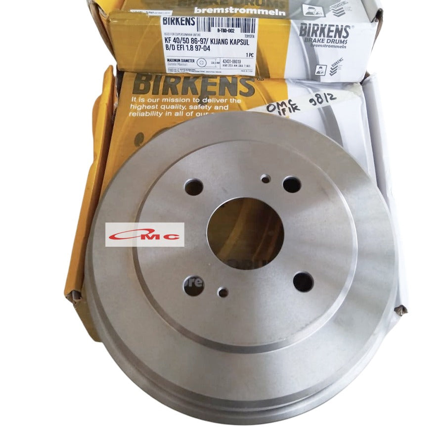 Tromol Rem Belakang Brake Drum Rear Toyota Kijang Super 5K Kijang 7K Kapsul Bensin/Diesel EFI Birkens B-TBD-002