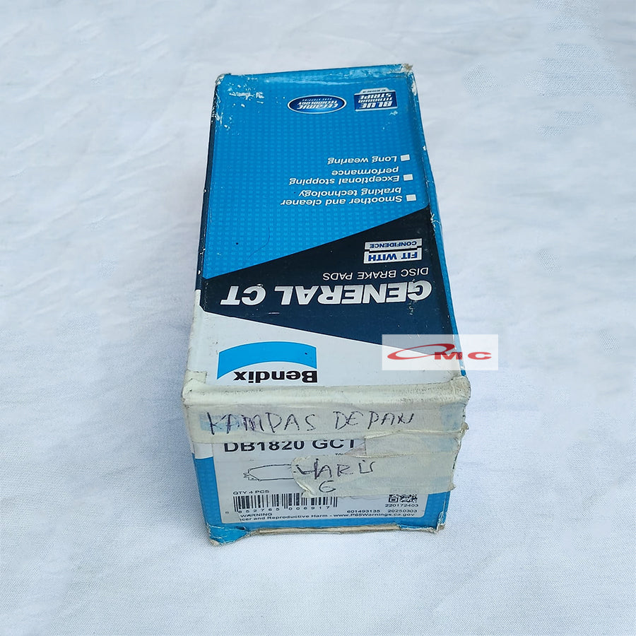 Kampas Rem Depan Toyota Yaris E J G Limo Gen 2 BENDIX Brake Pad DB 1820 GCT