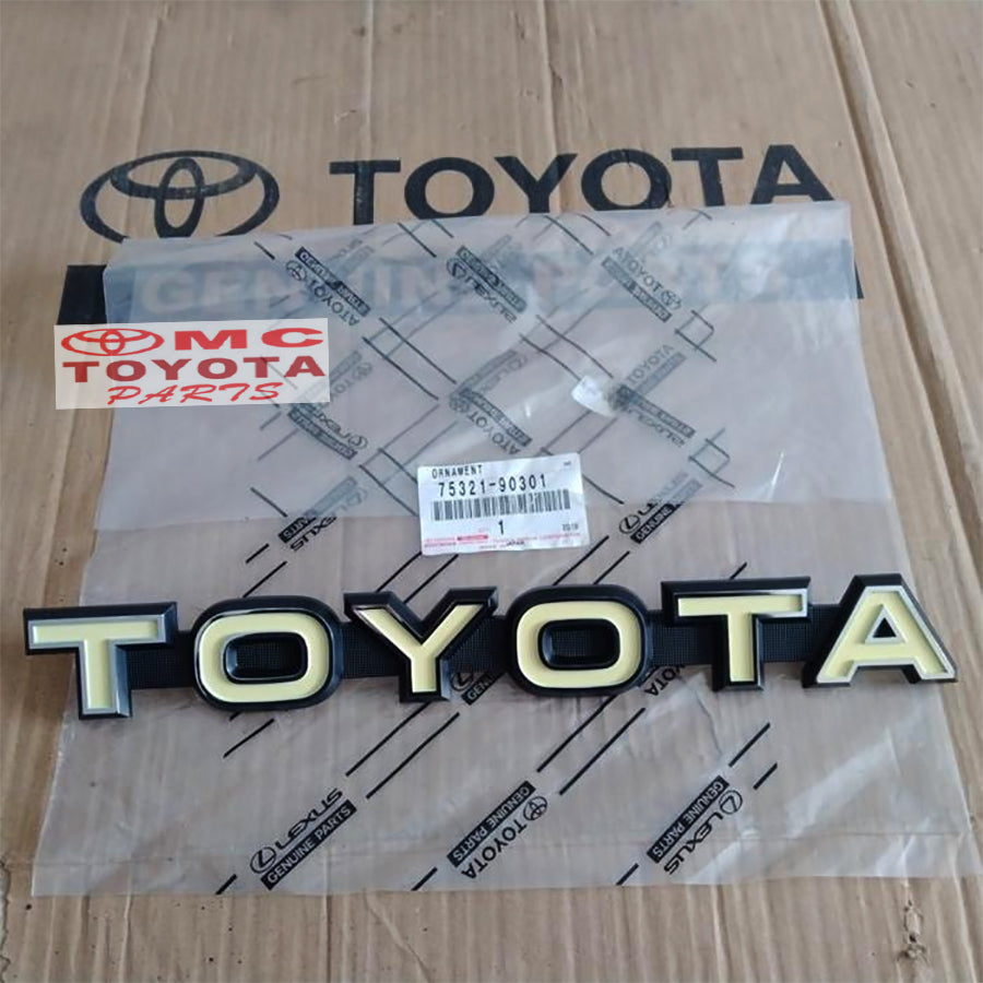 Emblem Toyota Grille Depan Hardtop FJ40 BJ40 Original 75321-90301 Emblem Logo Grill Radiator Depan Tulisan TOYOTA Landcruiser Land Cruiser Hardtop Ori Sticker Stiker Front