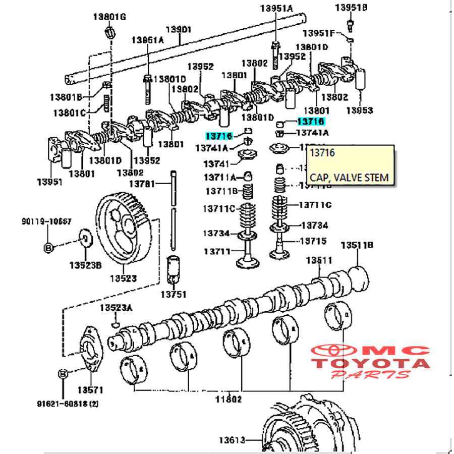 Topi Klep Toyota Dyna Rino Dynasaurus Land Cruiser Coaster Original 13716-56010 Cup Cap Valve Stem Tutup Klep Klip Ori