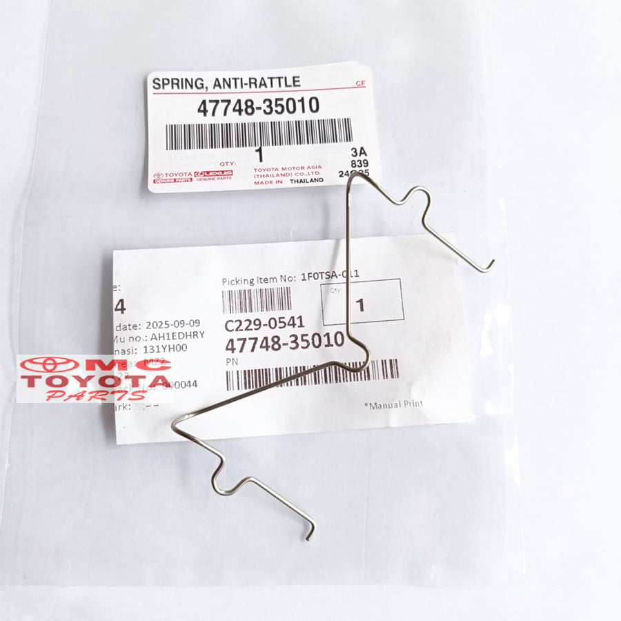 Fitting Kawat Cakram Fortuner Hilux Land Cruiser Prado Original Toyota 47748-35010 Fiting Spring Kawat Kaliper Cakram Kampas Rem Depan Front Disc Brake Ori