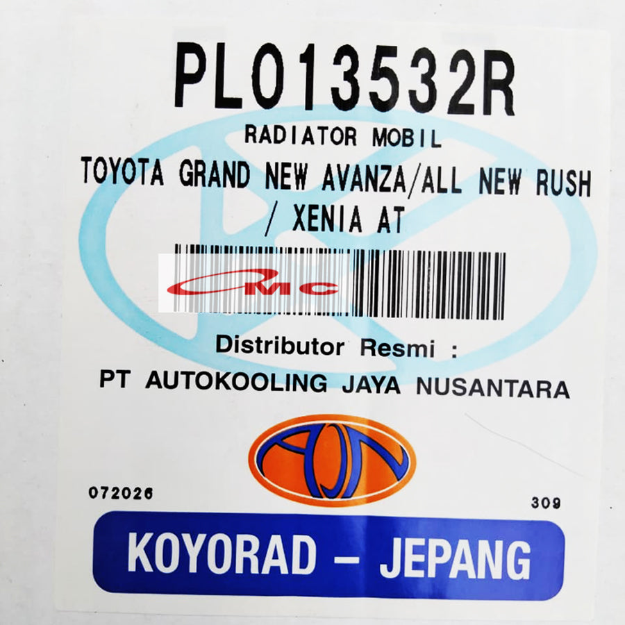 Radiator Grand New Avanza Xenia All New Rush Terios Matic Automatic AT Koyorad Japan Jepang PL013532R Radiator Assy