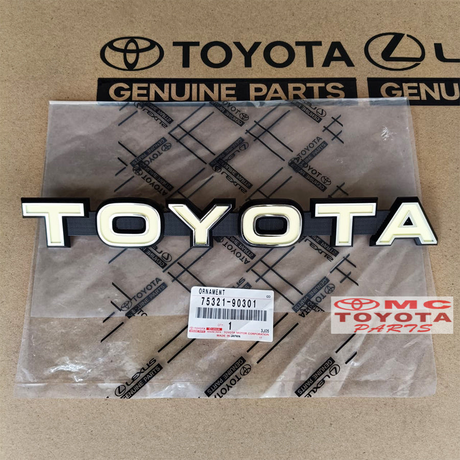 Emblem Toyota Grille Depan Hardtop FJ40 BJ40 Original 75321-90301 Emblem Logo Grill Radiator Depan Tulisan TOYOTA Landcruiser Land Cruiser Hardtop Ori Sticker Stiker Front