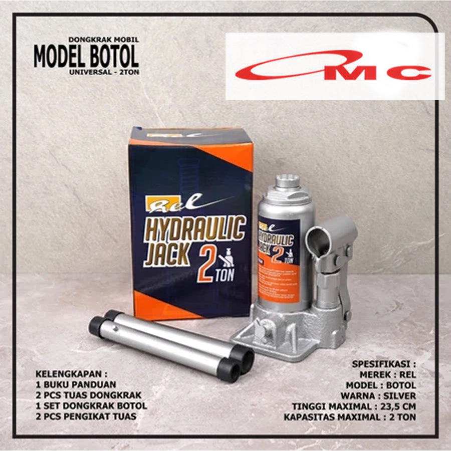 Dongkrak Mobil Model Botol REL Hidrolik Hydraulic Jack 2 Ton 4 Ton DONGKRAK-2T-REL DONGKRAK-4T-REL