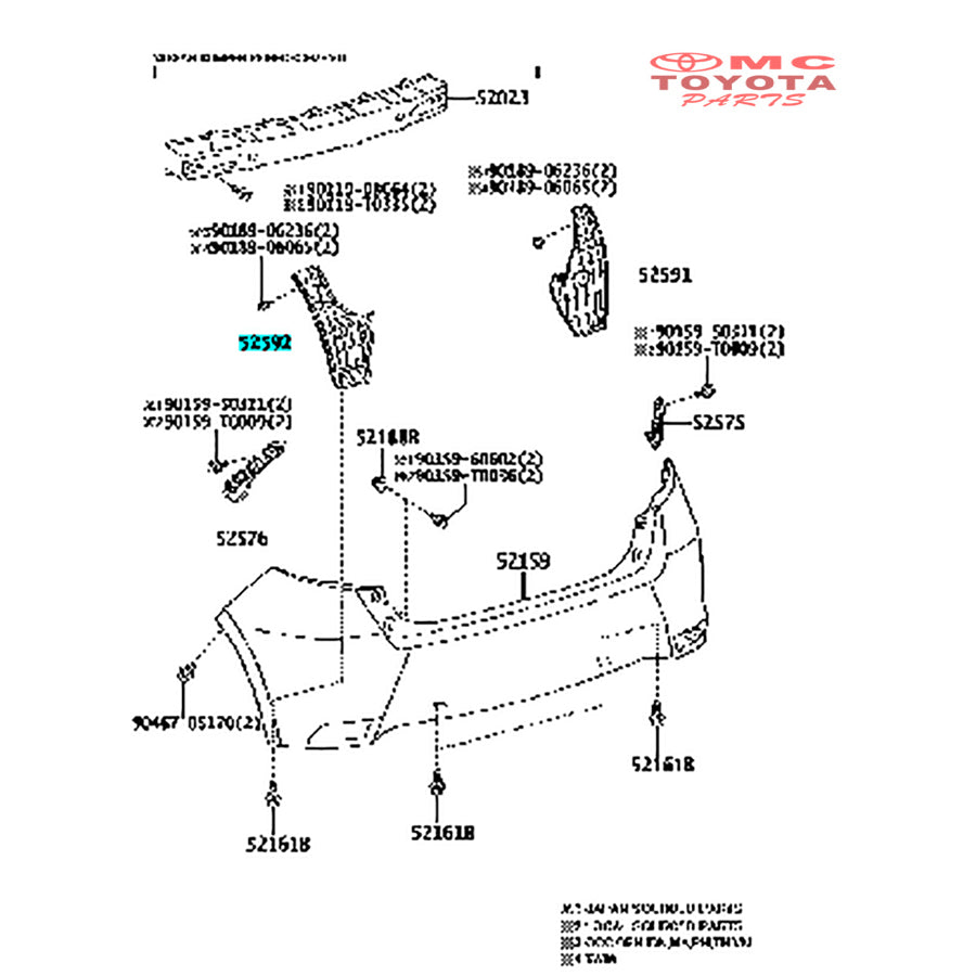 Liner Fender Spakbor Bumper Belakang Kiri Yaris Original 52592-0D470