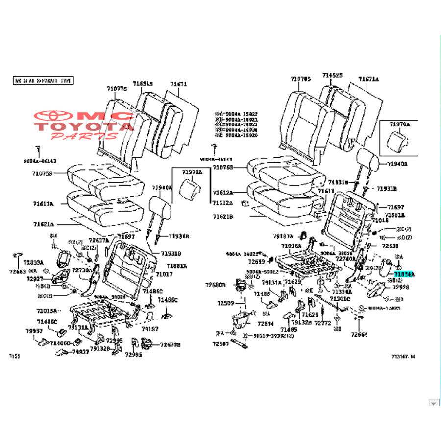 Cover Rear Seat Reclining Jok Tengah Kanan Kiri Avanza Xenia Liteace Rush Terios 71834-BZ010-B0 71833-BZ010-B0 Original Tutup Setelan Jok