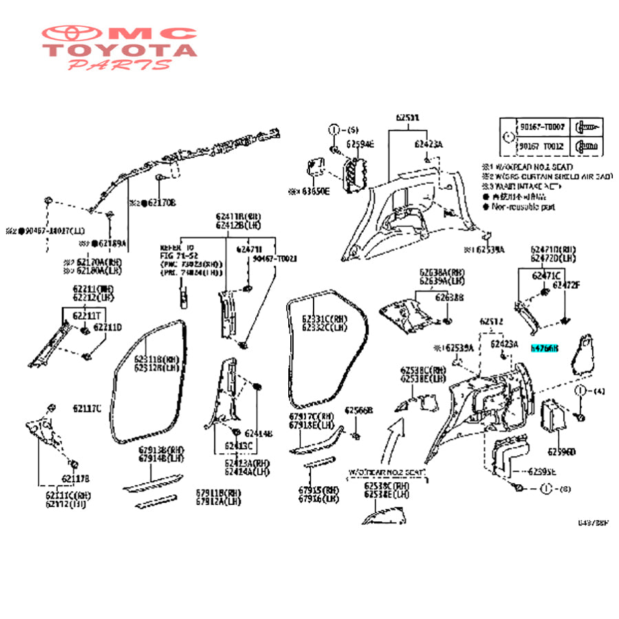 Cover Quarter Trim Jack Cover Tutup Dongkrak Fortuner Vrz Srz Original 64766-KK010-C0