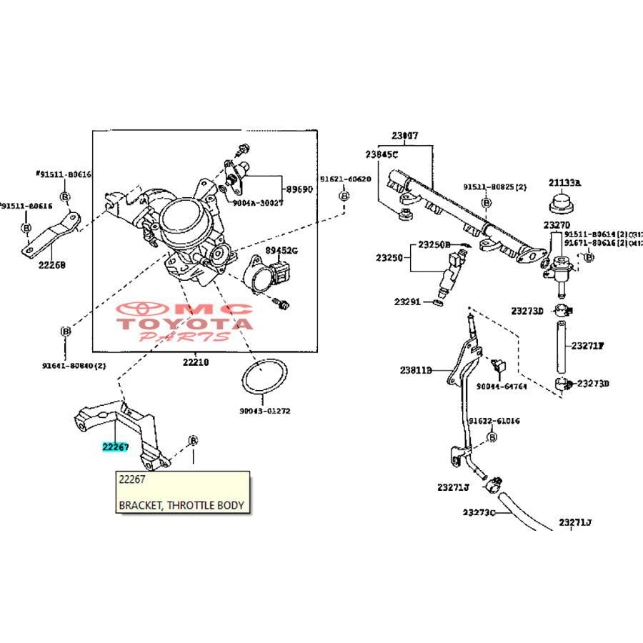 Braket Bracket Throttle Body Avanza Xenia Rush Terios Original 22267-BZ020 Breket Throttle Body Throtle Trotle Trotel Trotol Bodi