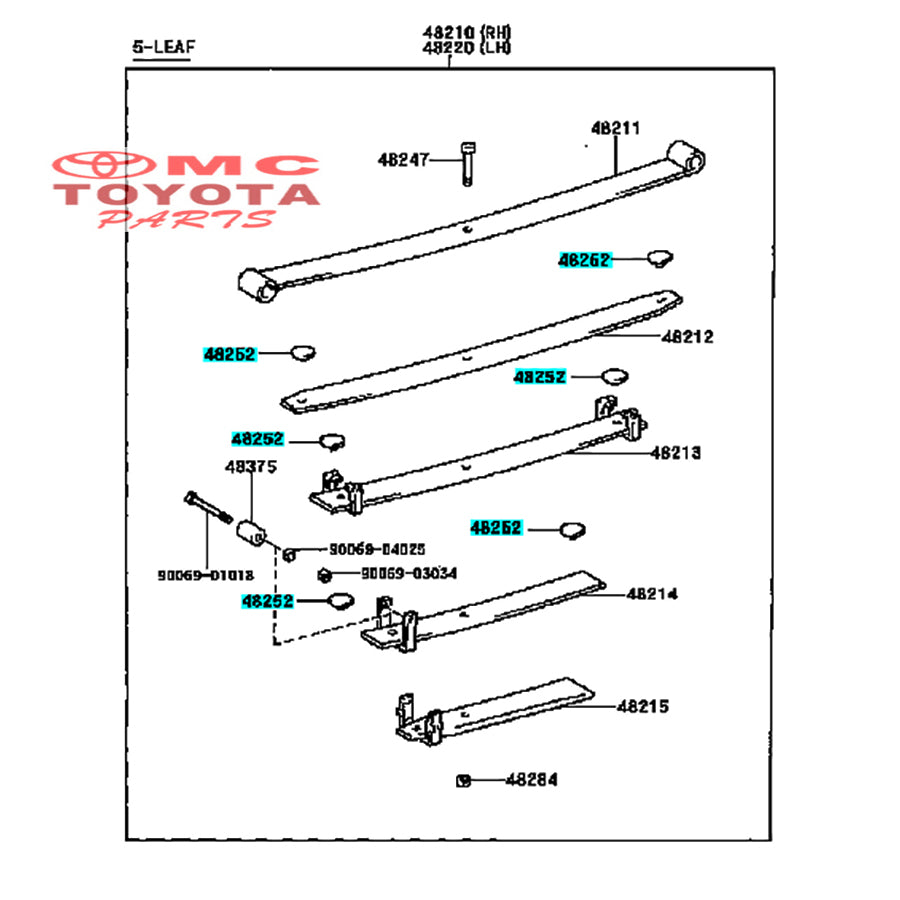 Silencer Spring Plastik Ganjal Tatakan Peredam Per Belakang Kijang Kapsul KF60 KF70 KF80 LF60 LF70 Original Toyota 48252-0B010 Spring Silencer RR Spring
