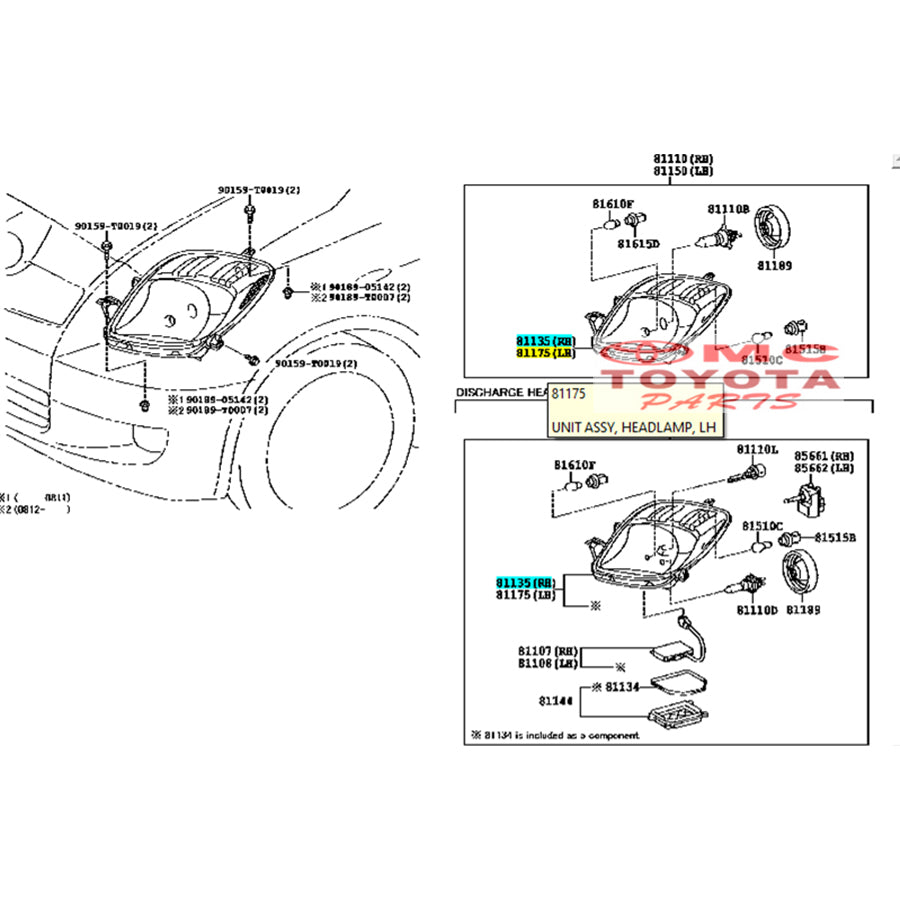 Lampu Depan Head Lamp Kanan Kiri Original Toyota Yaris 2009 2010 2011 2012 2013 81130-0D520 81170-0D520 Headlamp