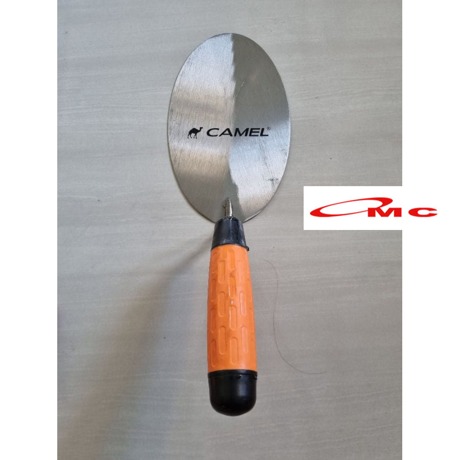 Camel Sendok Semen Bulat Oval 6" Inch Gagang Karet Anti Slip Sendok Acian Alat Adukan Semen Pasir Cetok Tembok Sekop Skop Tanah Plat Baja Sendok Semen Bulat Camel 6 in inch