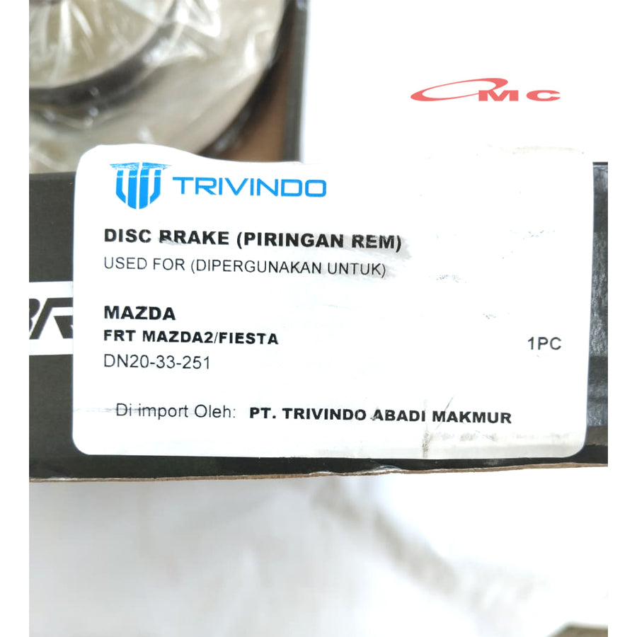Disc Disk Brake Piringan Rem Depan Mazda 2 Ford Fiesta DN20-33-251 Original Trivindo