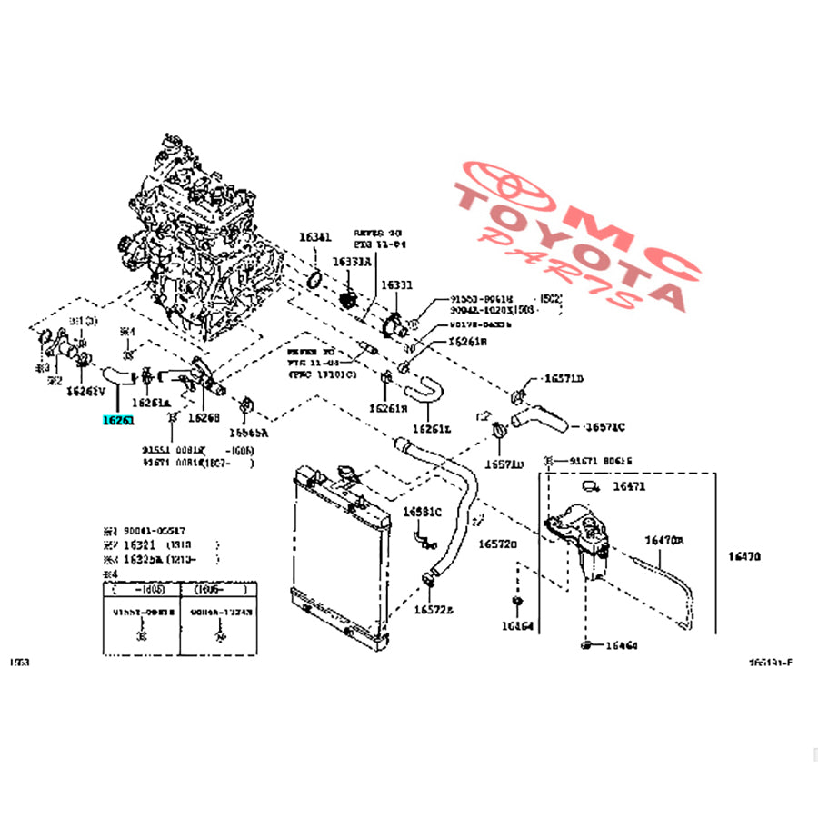 Selang Air Selang Hose Water By Pass Agya Ayla 1.0 1000cc Original Toyota 16261-B6050