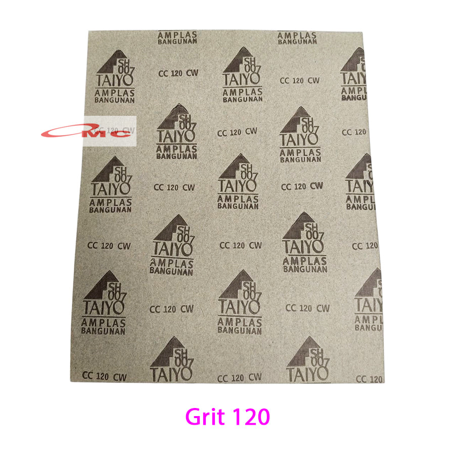 Amplas Ampelas Taiyo Abrasive Paper Asli SH 007 SH007 Grit Grid 60 80 100 120 150 180 220 240 280 500 Amplas Duco Taiyo Amplas Waterproof Duco Bangunan Amril Lembaran Lembar Taiyo SH-007