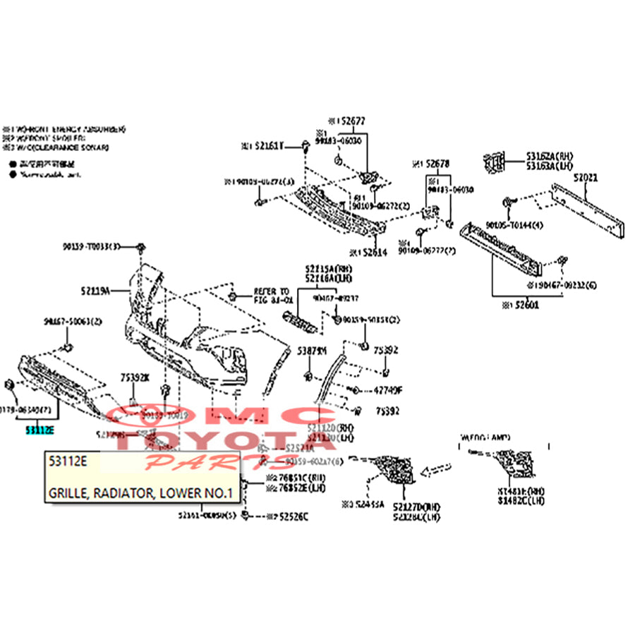 RAM Grille Grill Bemper Bumper Depan Bawah Original Toyota Fortuner TRD Sportivo GR Sport 2021-2022  53112-0K450