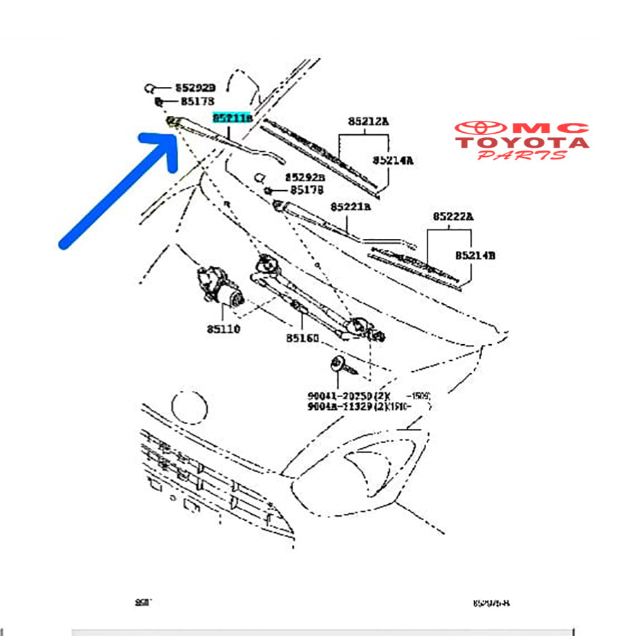 Gagang Wiper Arm Depan Kanan Agya Ayla Original 85211-BZ190 Stang Wiper Blade Depan Kanan